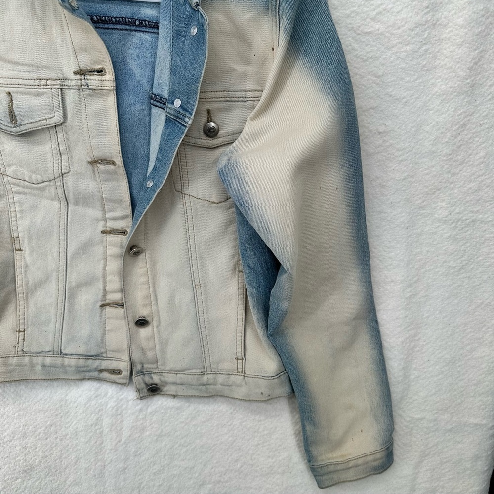 Vintage Y2K R4R Rave Jeans Gradient Denim Hooded Jacket - Picture 7 of 8